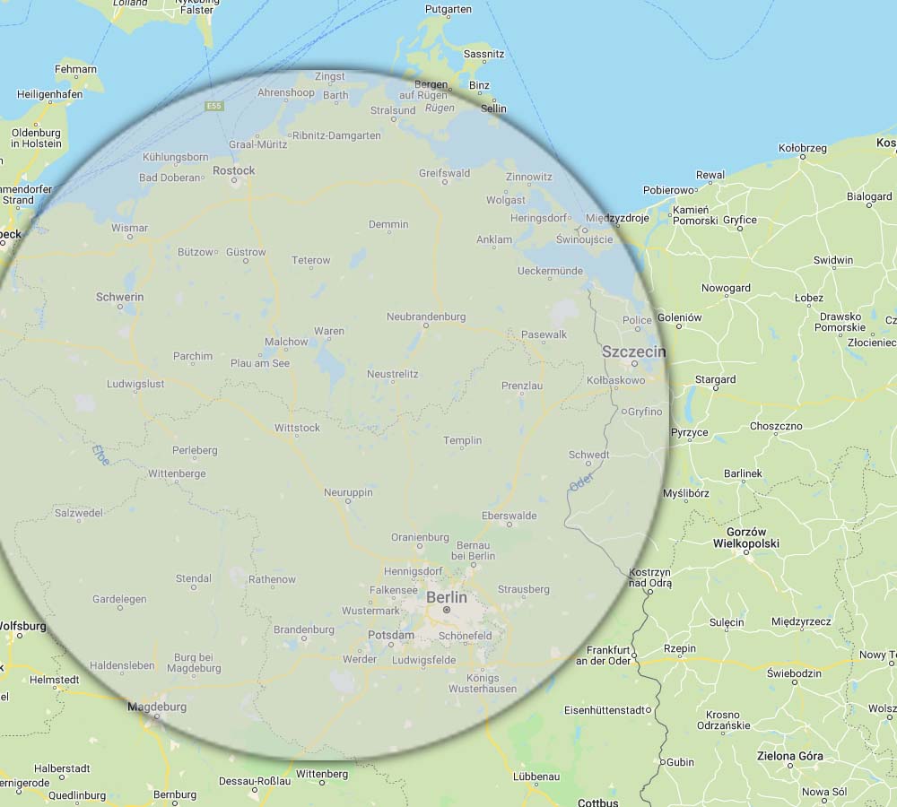 Mobilna wulkanizacja Niemcy mapa obsługiwanego obszaru